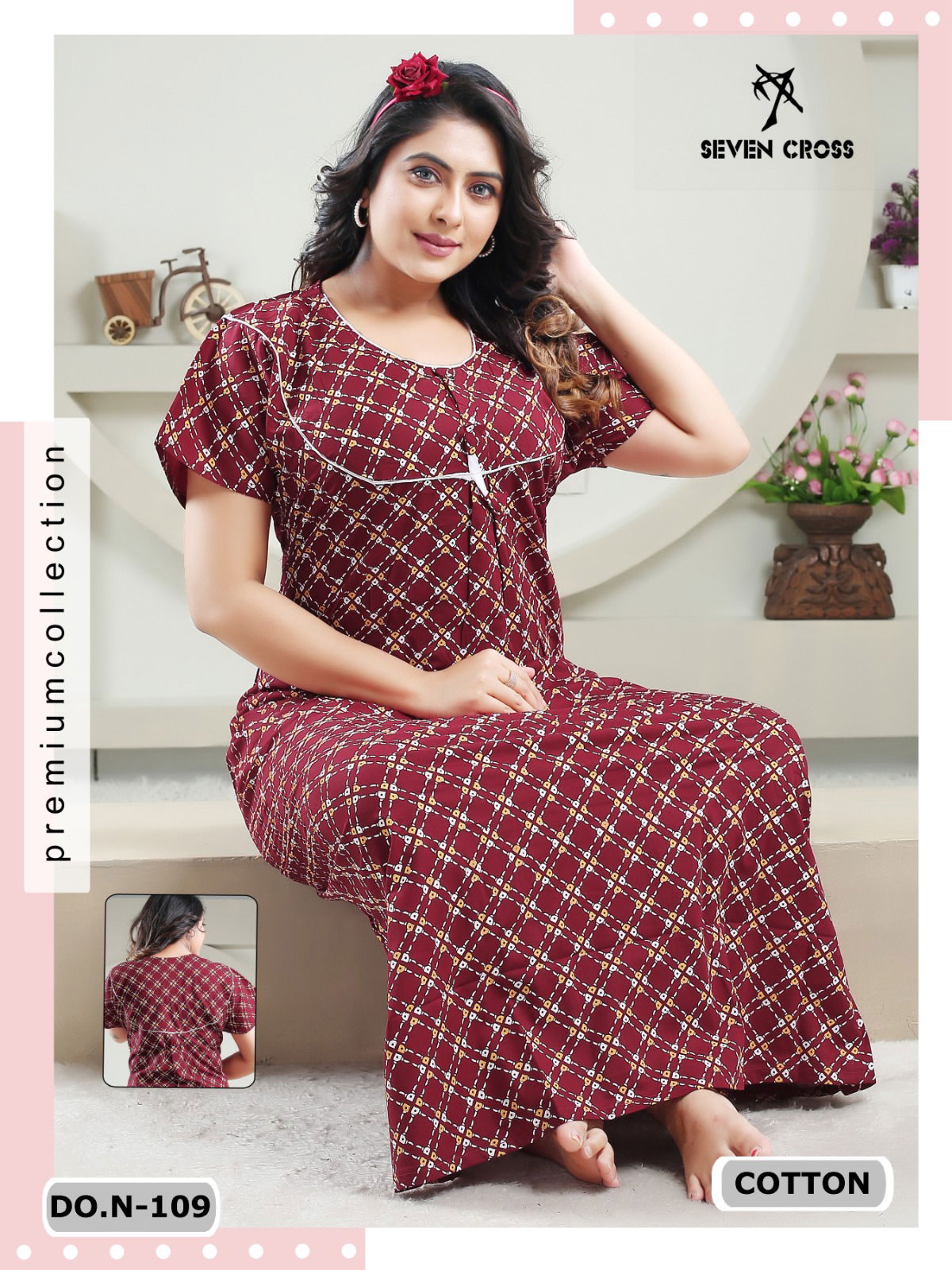 Cotton 101 Seven Cross Night Wear Printed Cotton Nighty Wholesale Market In Surat
